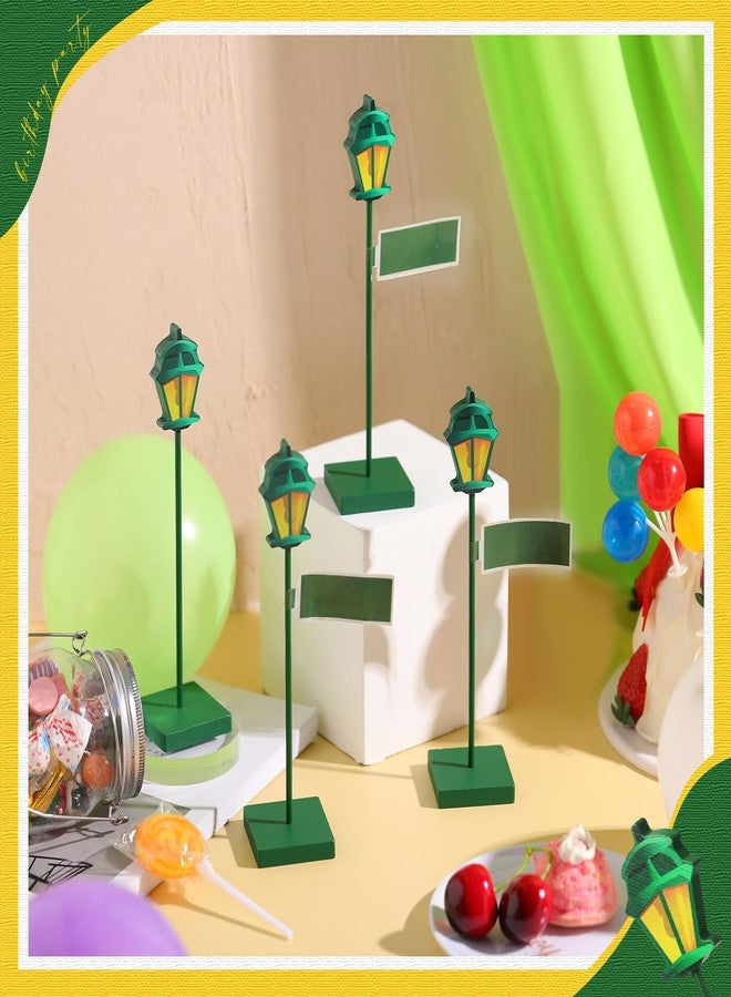 Colingmill 6 Pcs Street Sign Lamp Post Centerpiece Wooden Lamp Post with Street Party Sign Sticker for Toy Decor Friend Birthday Party Supplies Decoration(Green) - Image 4